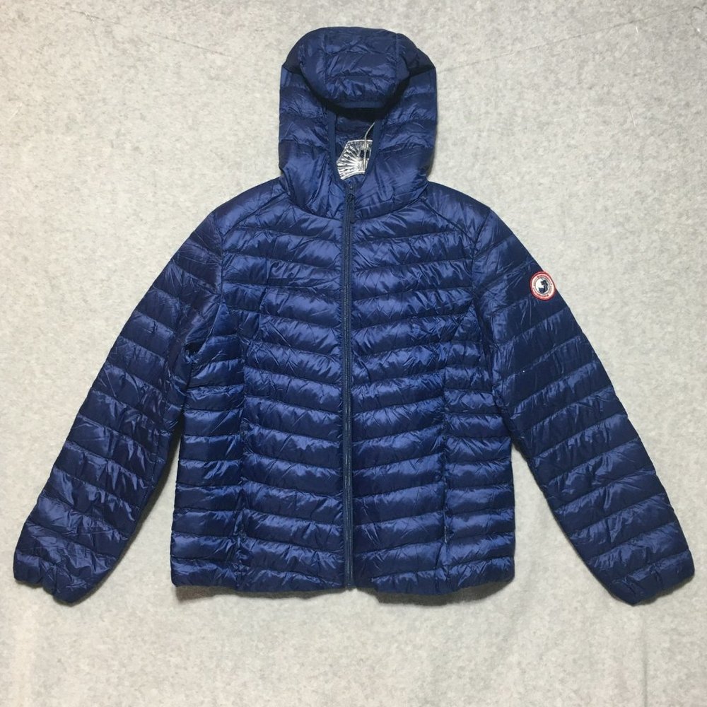 Rokka&Rolla Women's L 12-14 Navy Blue Lightweight Packable Down Puffer Jacket